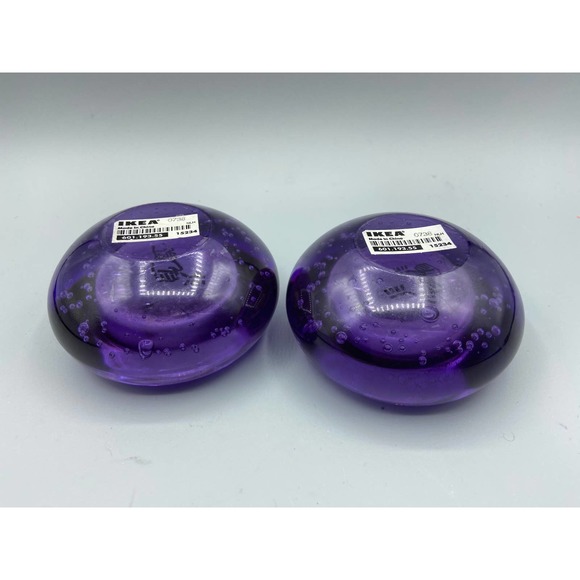 Details about / Set of 2 Controlled Bubble IKEA Art Glass Candle Holders Blue /& Purple